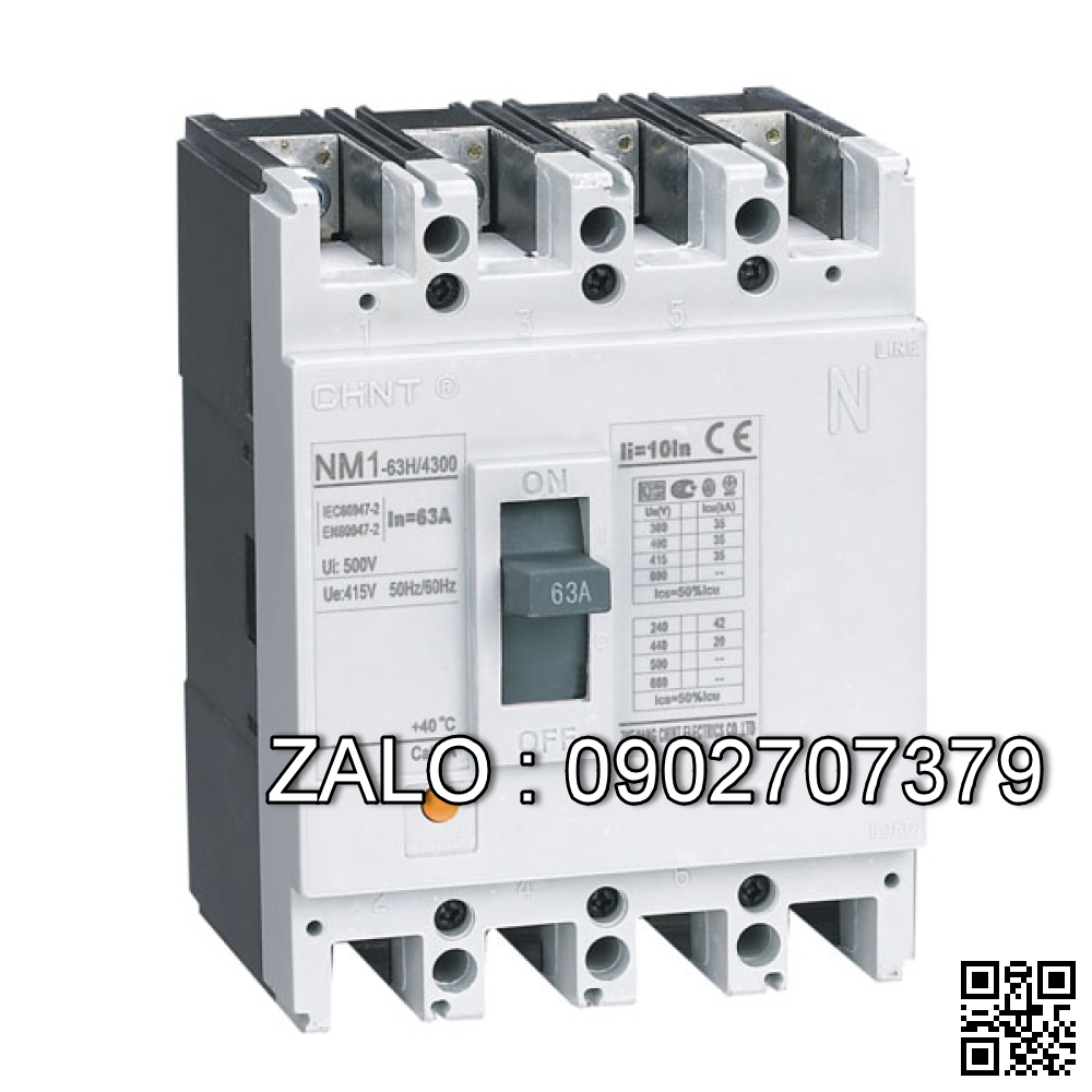 Aptomat MCCB Chint NM1-63H-4P 63A (35kA)