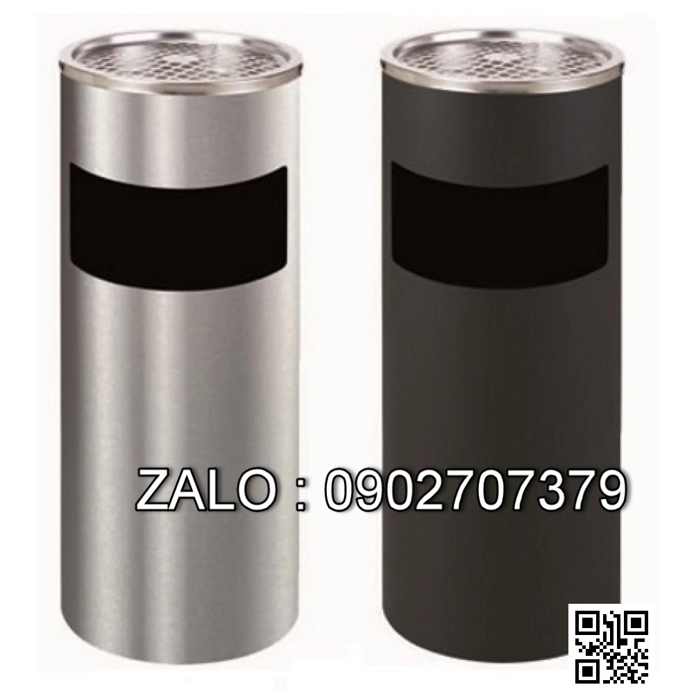 Bán thùng rác inox TPHCM tròn có gạt tàn thuốc lá A35-A