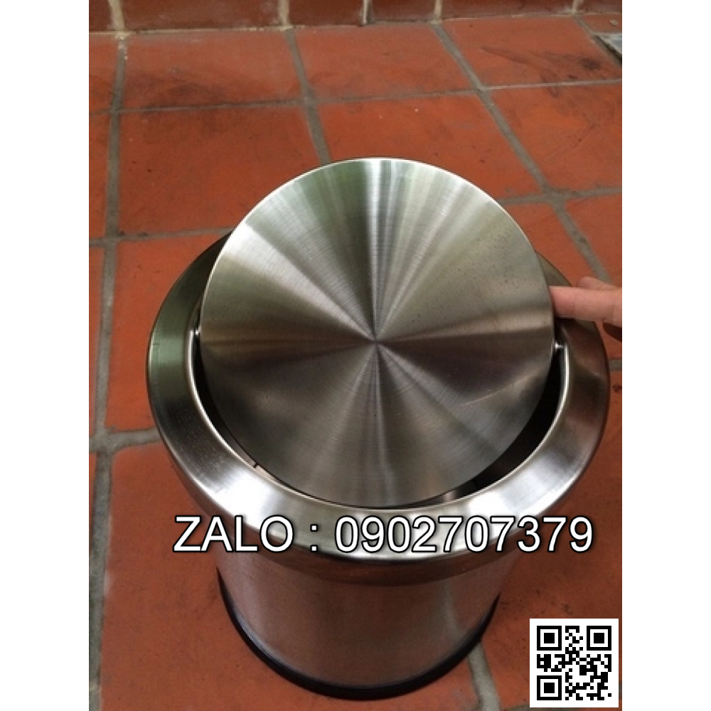 Bán thùng rác inox TPHCM tròn nắp lật A36-H