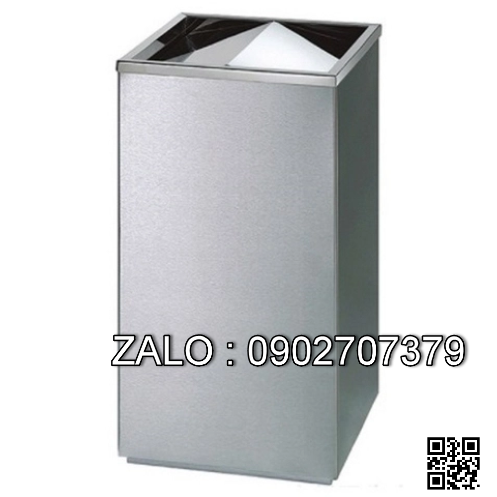 Thùng rác inox vuông nắp bập bênh A34-G