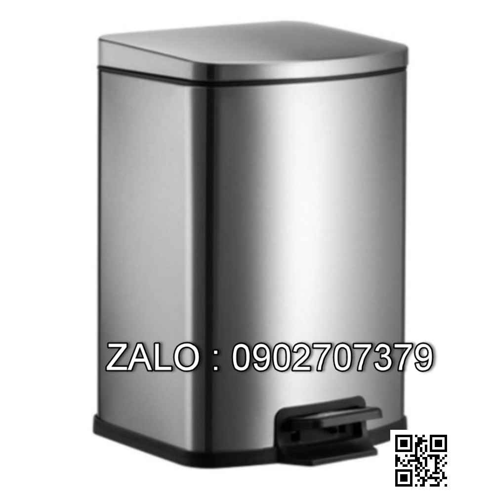 Thùng rác inox đạp chân vuông phủ Nano Cao Cấp 20 lít