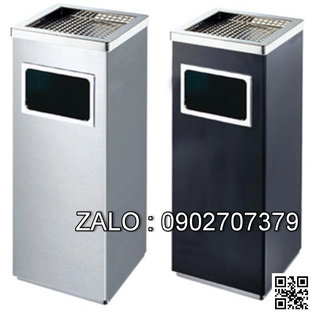 Thùng rác inox A34-B (có gạt tàn thuốc lá)