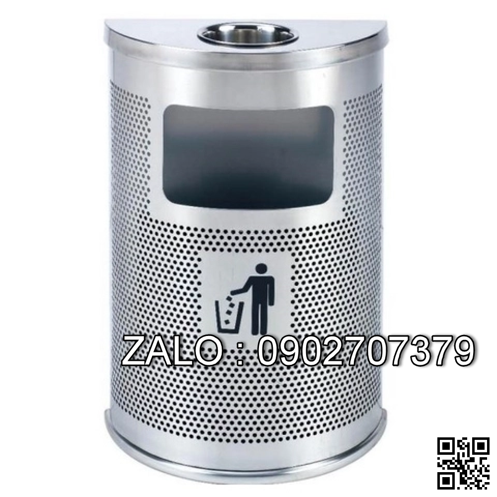 Thùng rác inox công nghiệp hình bán nguyệt A55