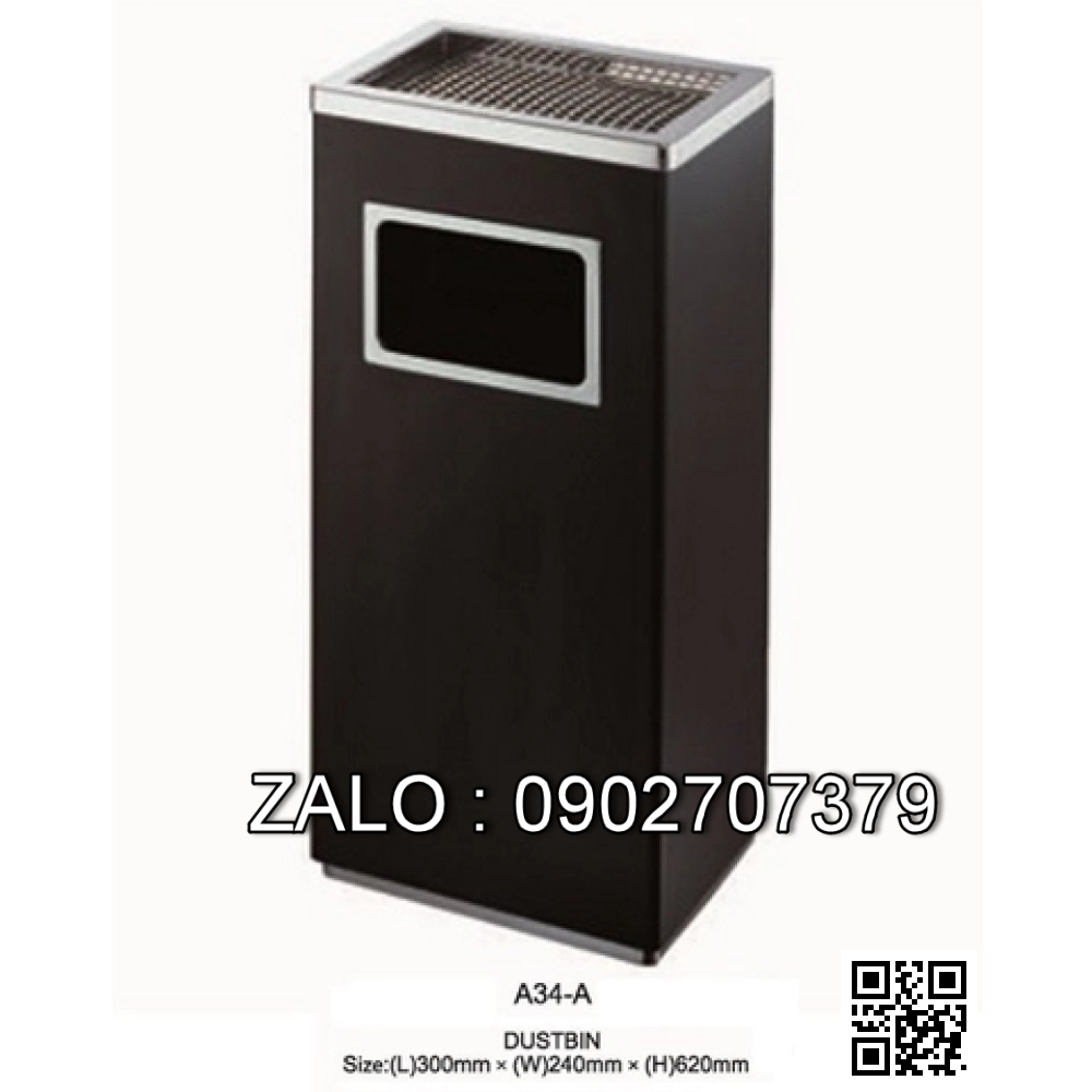 Thùng rác inox A34-A (đen)