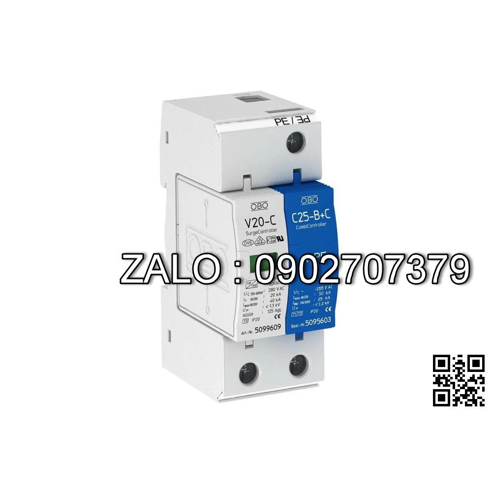 Thiết bị cắt lọc sét 1 pha V20-C/1+NPE-280 OBO 5094650