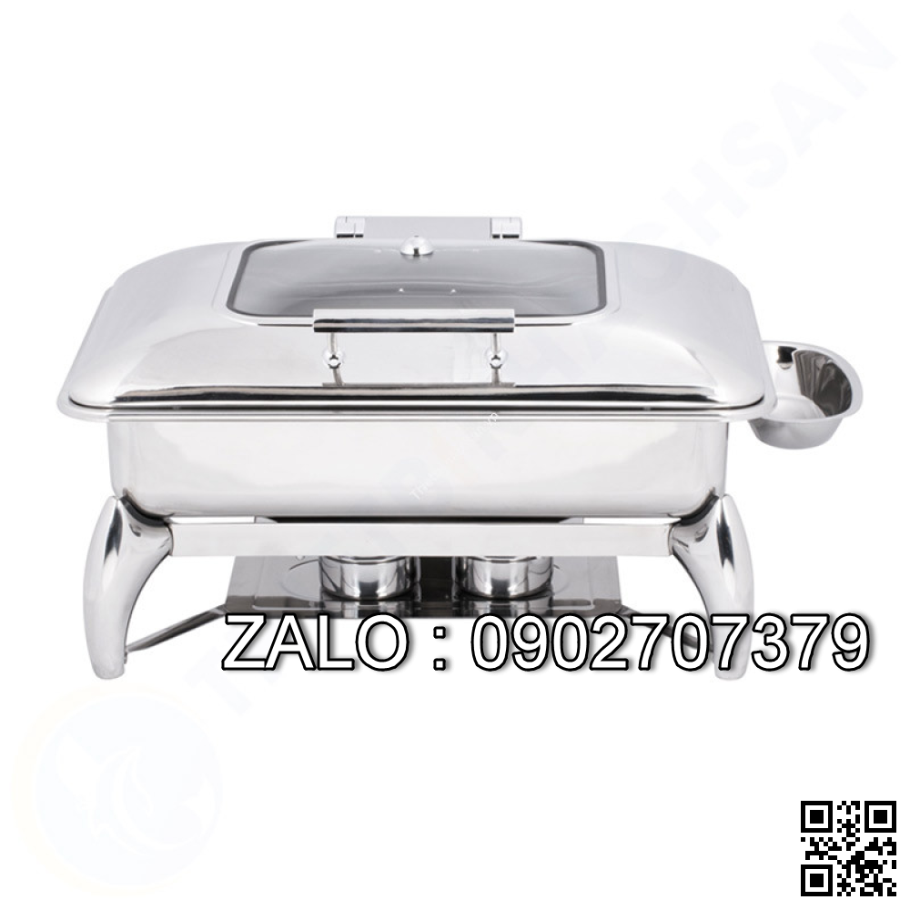 Nồi Hâm Buffet Chữ Nhật Nắp Kiếng Có Chân Đa Năng S62593