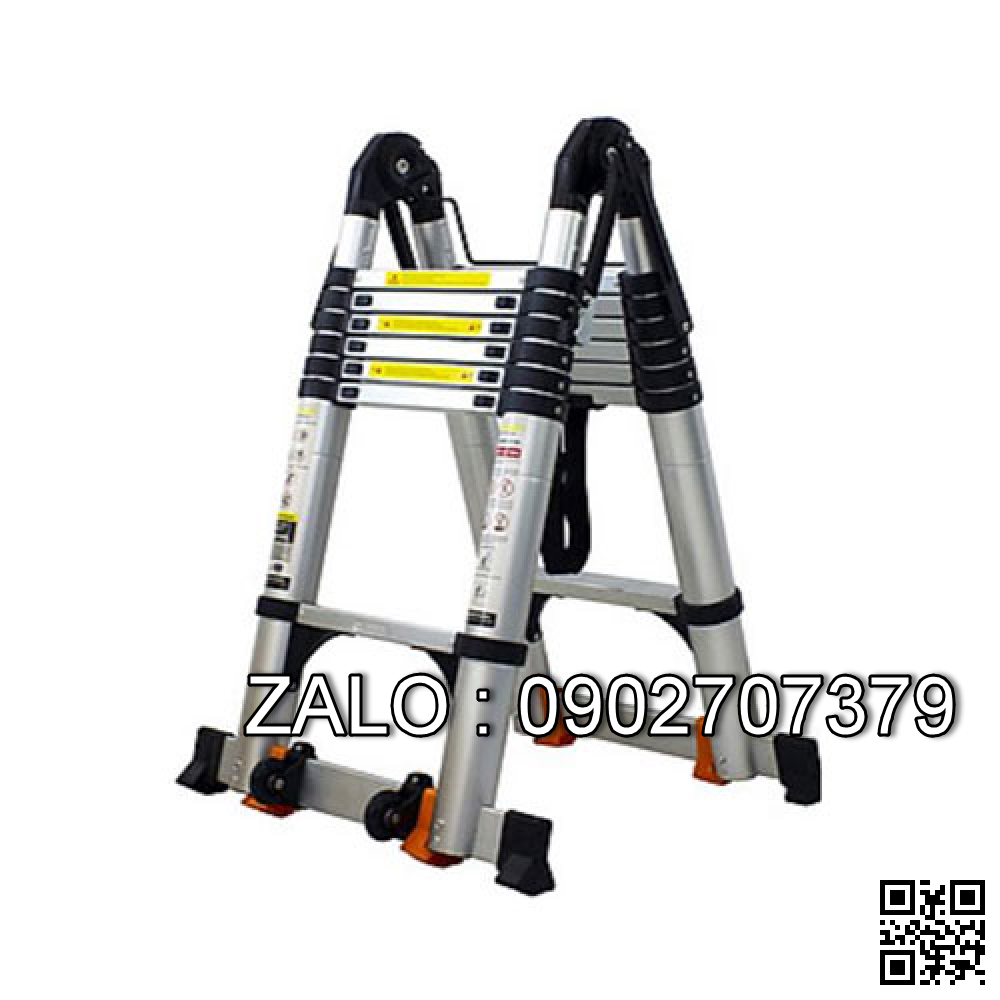 Thang rút đôi đai đen NAKATA có bánh xe TY-637, 7 bậc, cân nặng 16.4 kg, chiều dài chữ I 4.4m, chiều cao chữ A 2.2m, gấp gọn 0.87m
