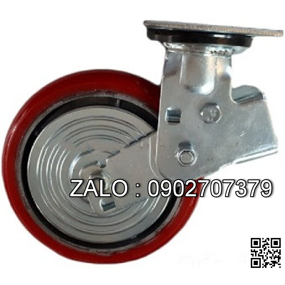 Bánh Xe PU Gang Đỏ Hàn Quốc Phi 200x50 - Xoay Tải Trọng 500kg / 1 Cái