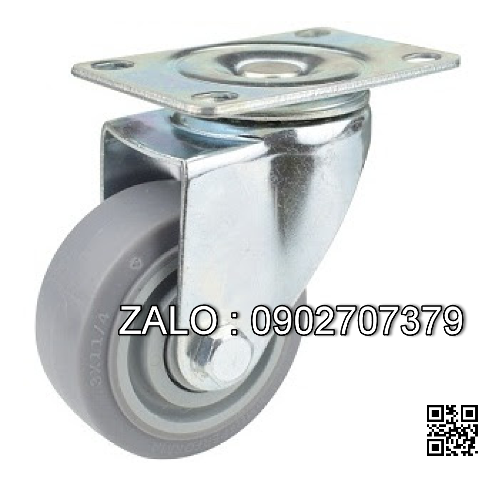 Bánh Xe TPR Xám Phi 125x32 - Cố Định Tải Trọng 130kg / 1 Cái