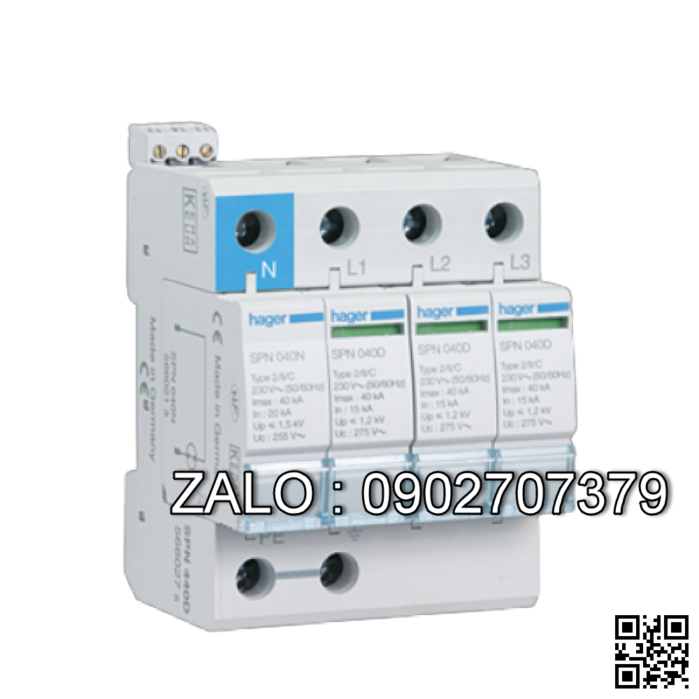 Chống sét lan truyền nguồn 3P+N 20kA Hager SPM420E