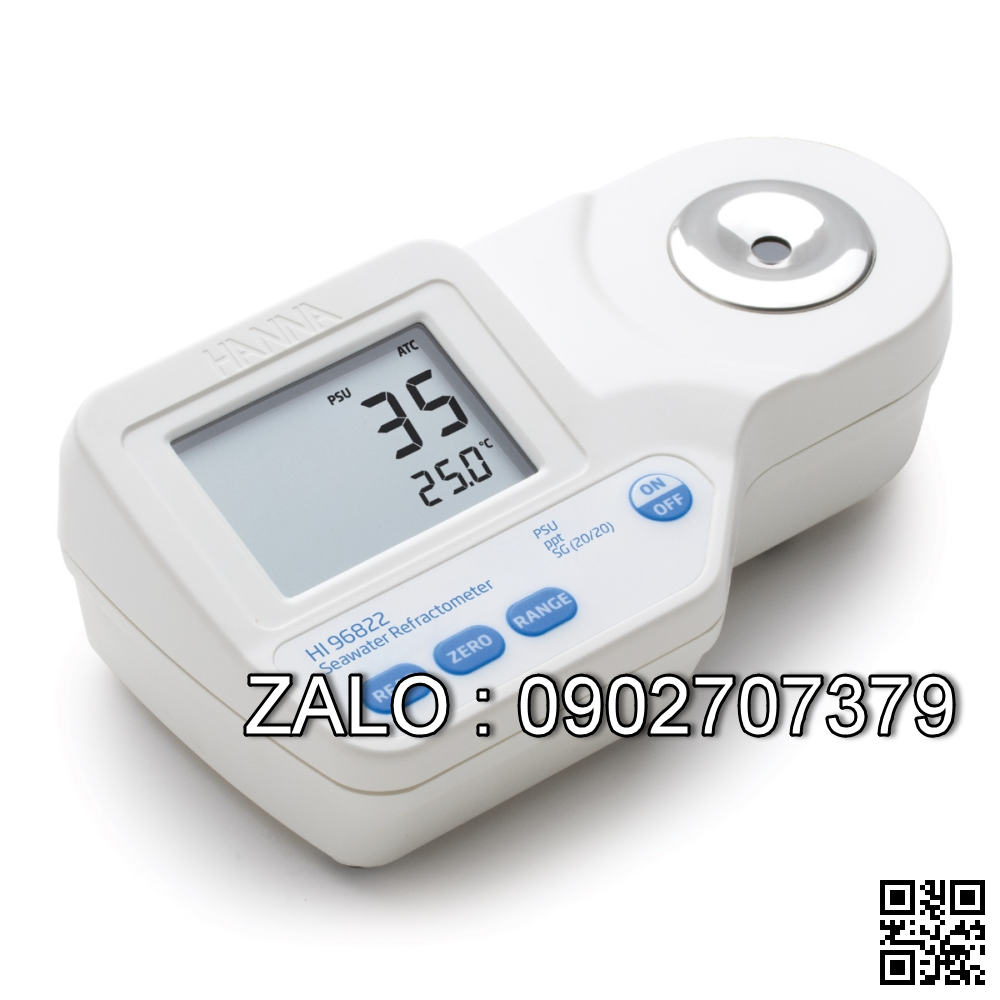 Khúc xạ kế phân tích nước biển tự nhiên và nhân tạo HANNA HI96822 (PSU:0 to 50; ppt: 0 to 150)