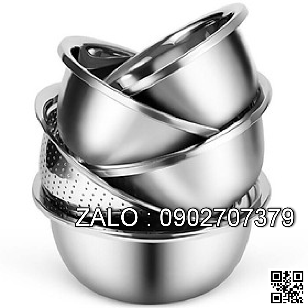 Bộ thau rổ Inox không gỉ 5 món tiện dụng (Kiện 40 bộ)