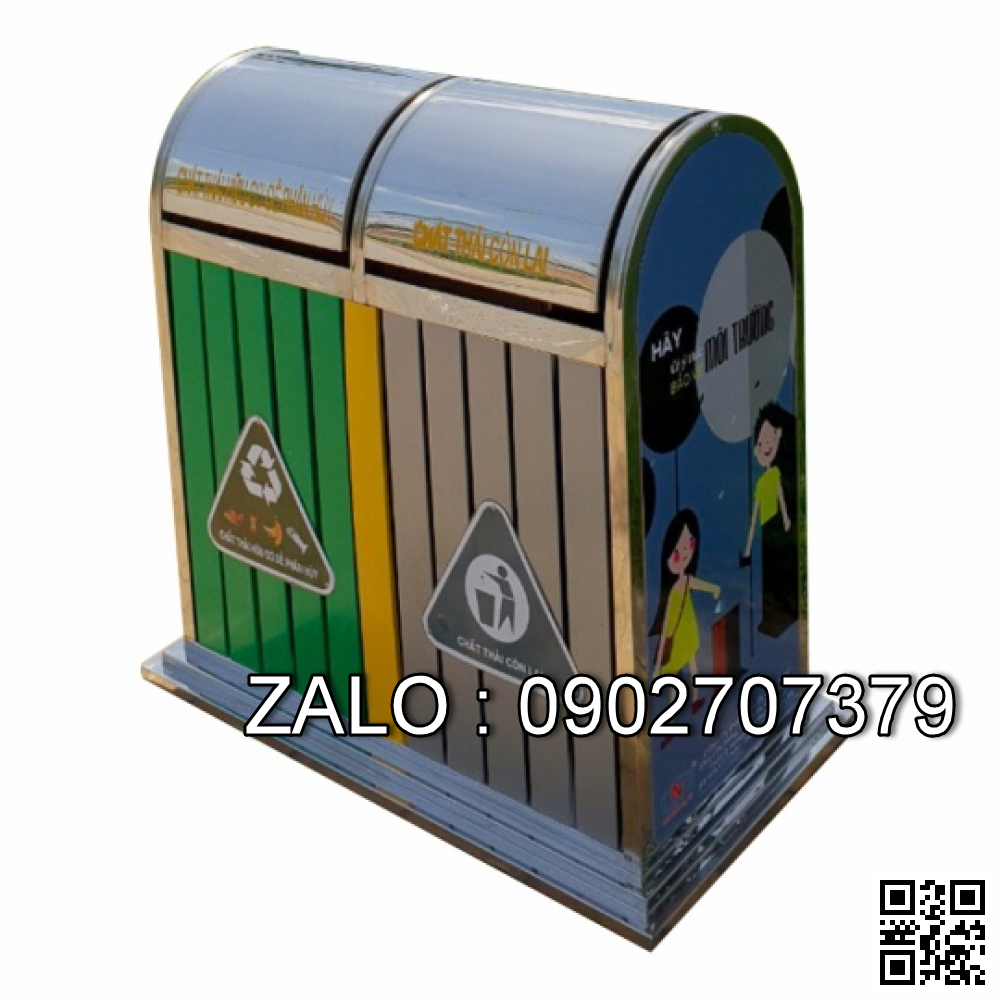 Thùng rác 2 ngăn inox TR2NI