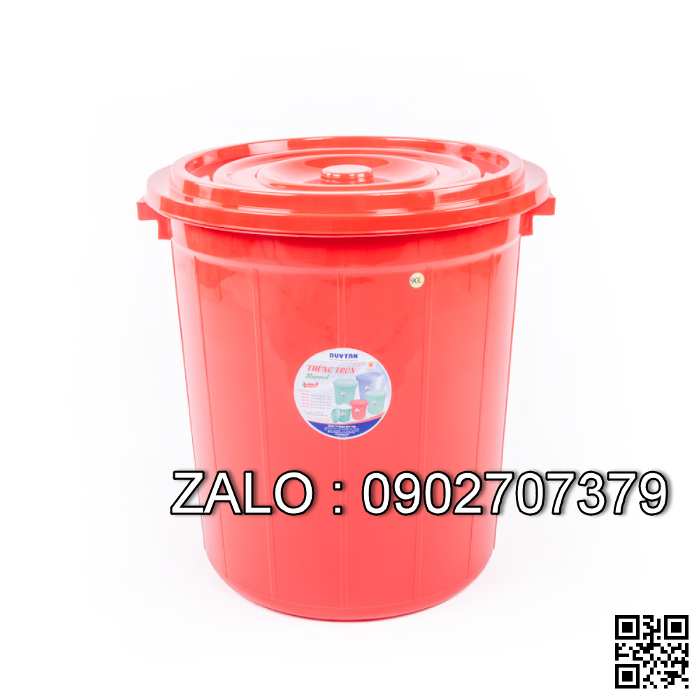 Thùng nhựa tròn Duy Tân 90L (có nắp)