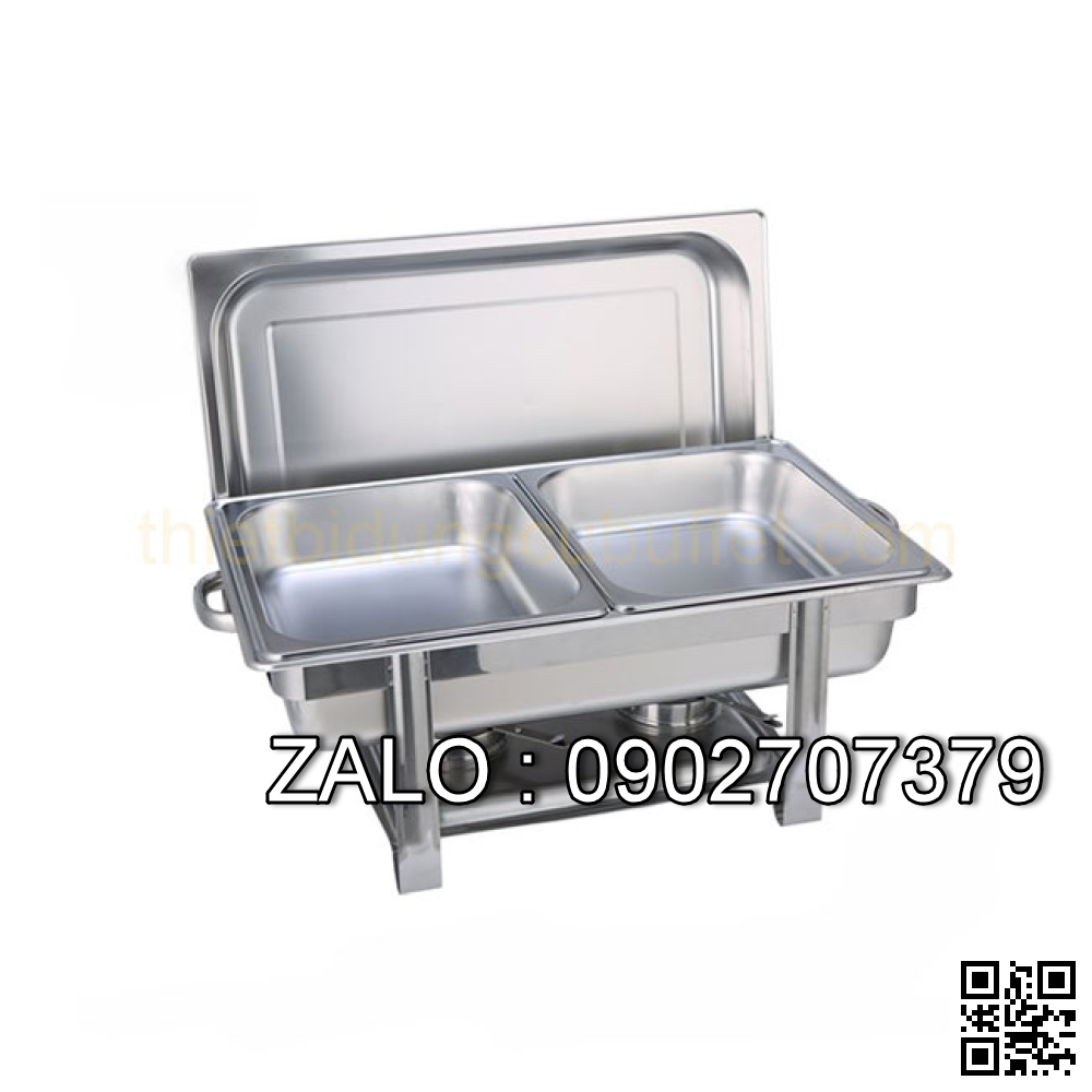 Nồi Buffet Chữ Nhật 2 Ngăn Nắp PC NF2126-S