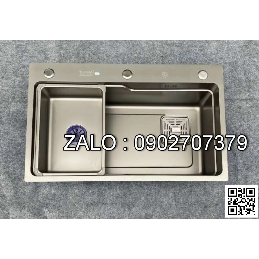 Chậu rửa bát KAGOL KNB7546 một hố Nano bạc (750 x 460 x 240 mm)
