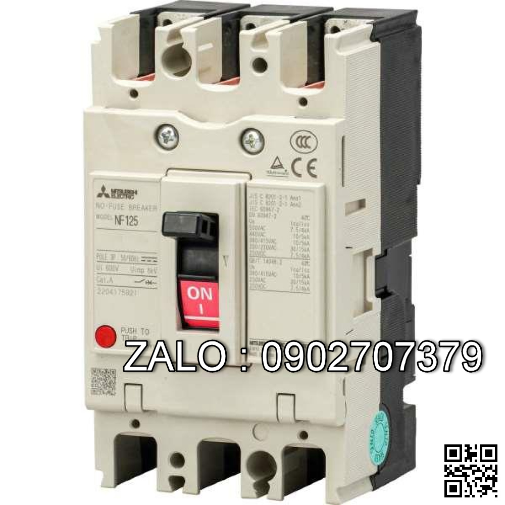 CB khối chống giật Mitsubishi NV125-HEV 3P 125A 75kA 1.2.500mA