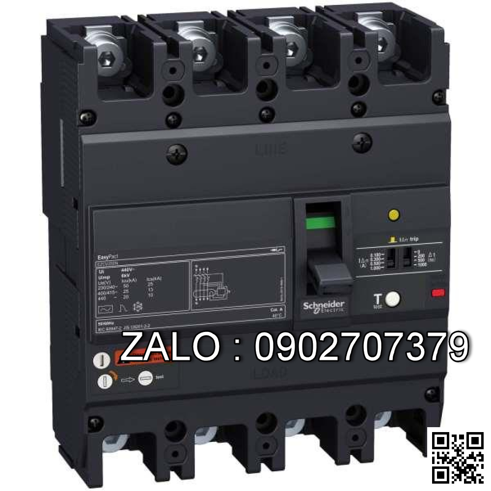 CB khối chống giật Schneider EZCV250N4125 125A 25kA 4P