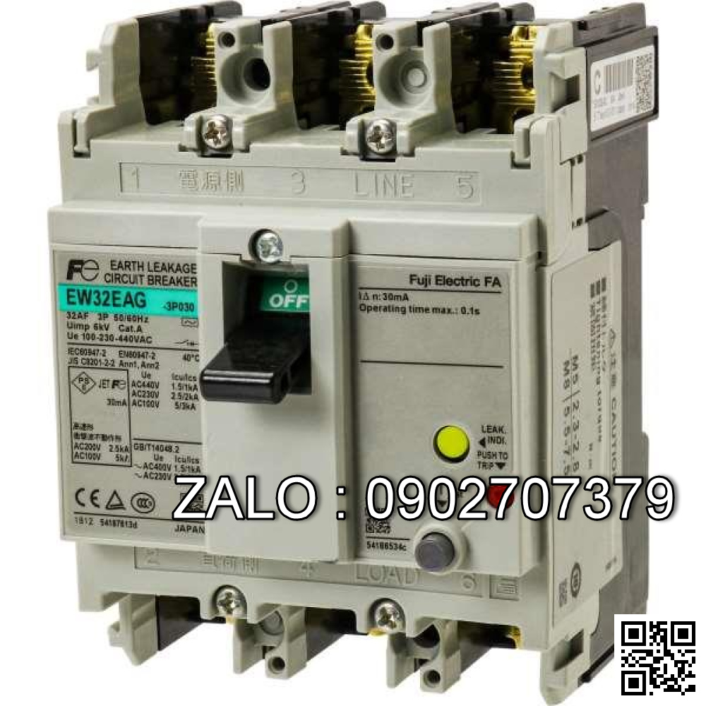 CB khối chống giật Fuji EW32AAG-3P 10A, 1.5kA
