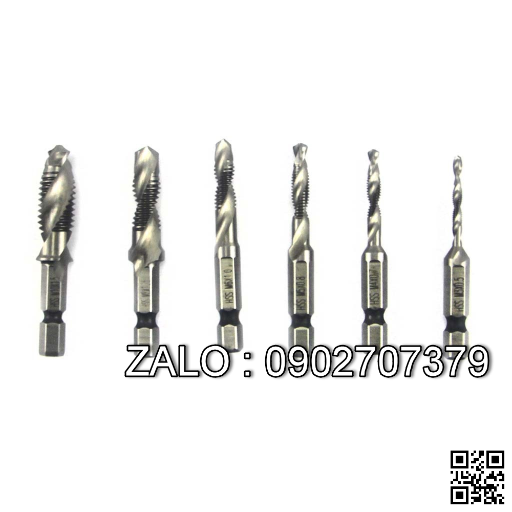 Bộ 6 mũi khoan taro M3-M10 ren cao cấp chuôi lục giác