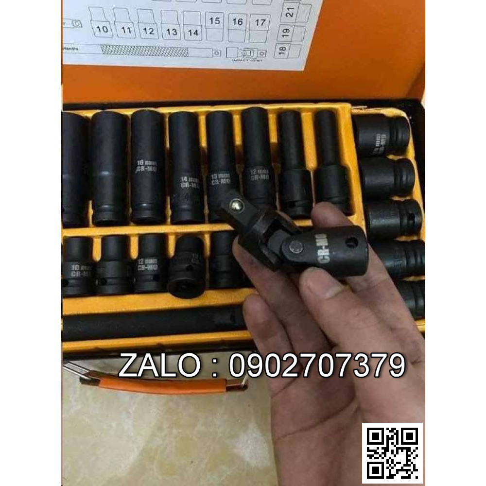 Bộ tay công khẩu 1/2 gồm 27 chi tiết