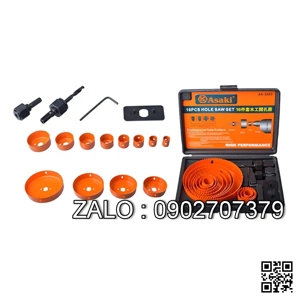 Bộ công cụ khoét lỗ gỗ và thạch cao Asaki 11 chi tiết AK-3682