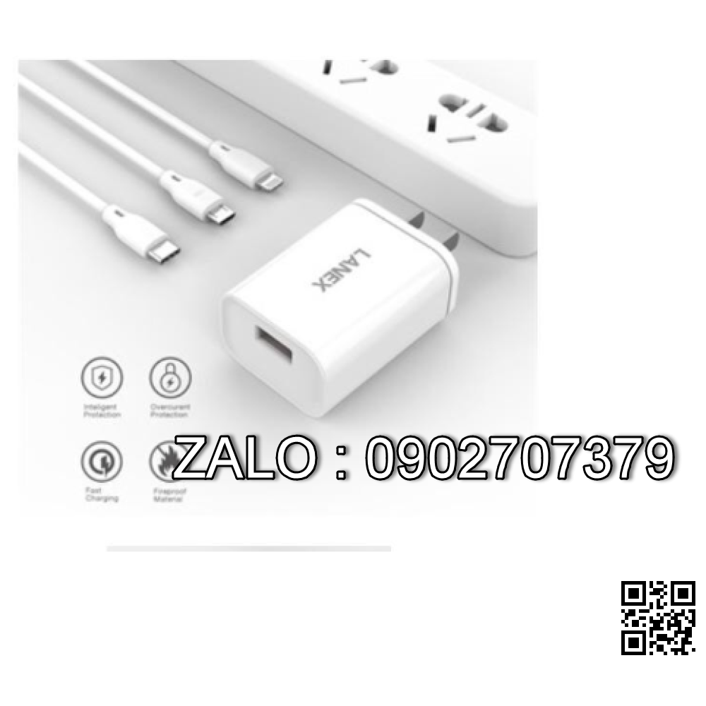Bộ Sạc Nhanh 1 Usb TypeC 3.0A Lanex LCK 03CC - 1m