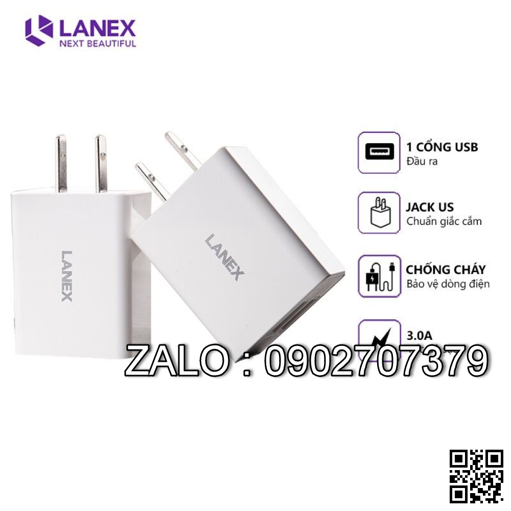 Bộ Sạc Cóc Cáp 2 Usb Lightning 2.1A Lanex LCD-06CL (1m)
