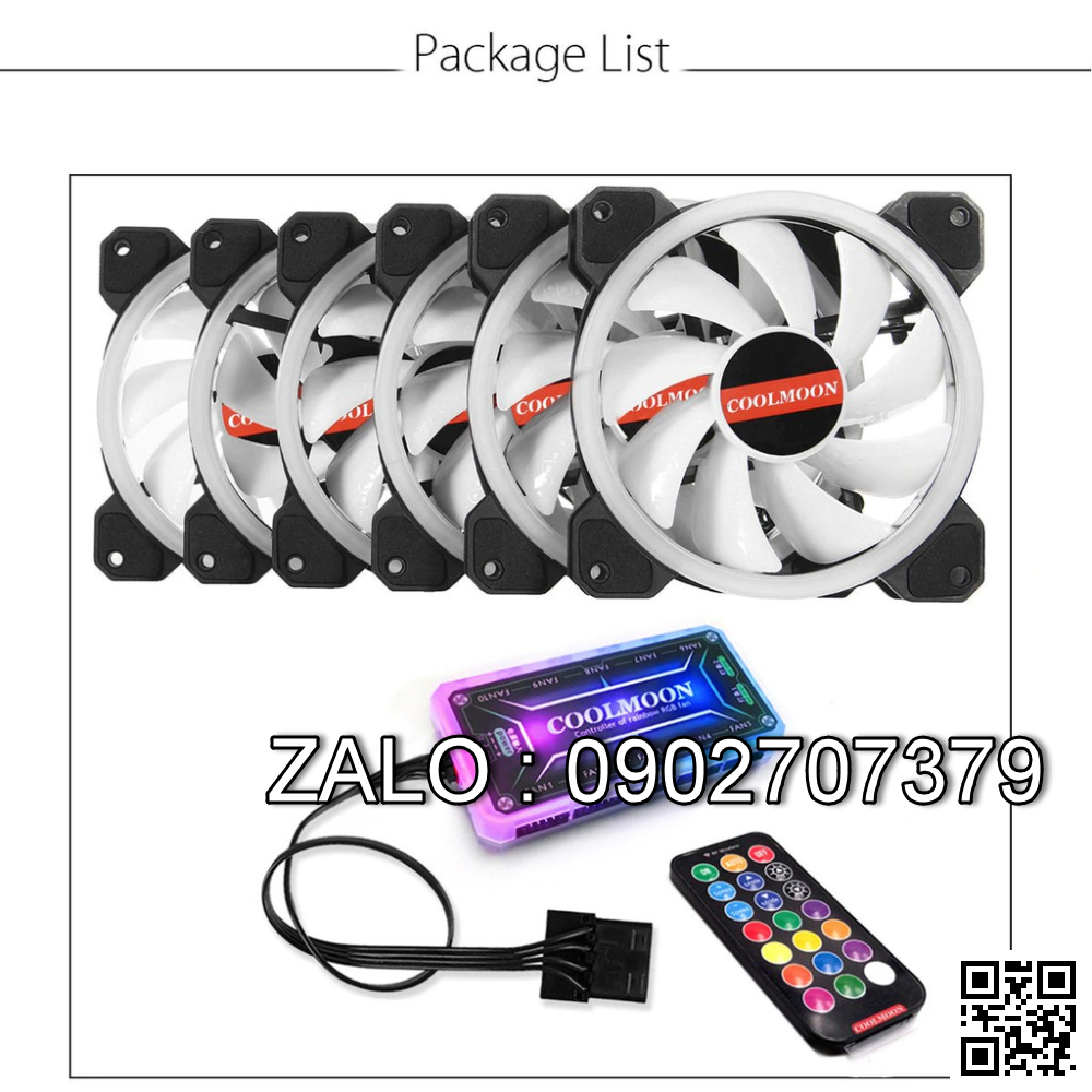 Bộ KIT 5 Fan Rainbow Gear RGB + Hub Điều Khiển