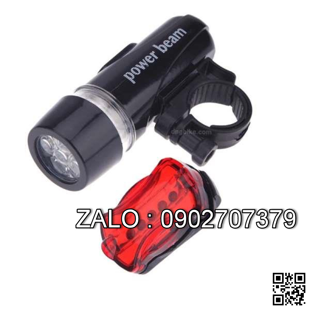 Đèn trước sau xe đạp Power Beam - Đen