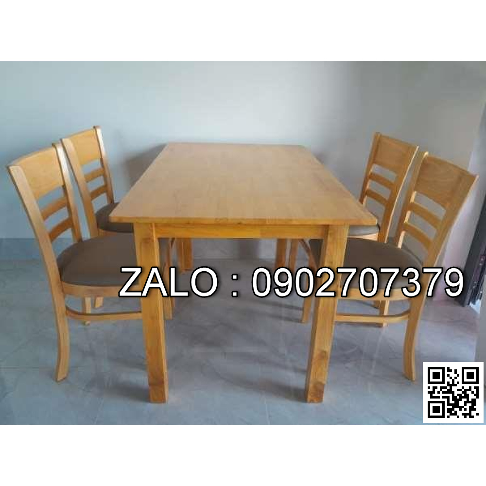 Bộ Bàn Ăn Kèm 4 Ghế Bọc Nệm - Gỗ Cao Su