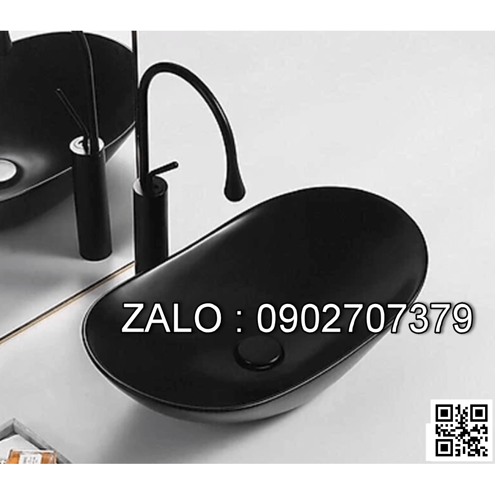 Lavabo thuyền màu đen + vòi nóng lạnh