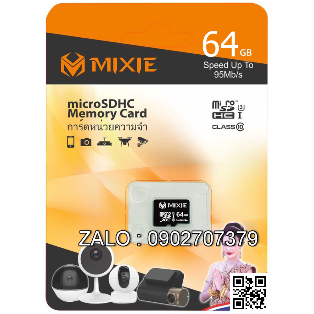Thẻ Nhớ MicroSD 64G Class10 Mixie Box 95Mb/S Chính Hãng