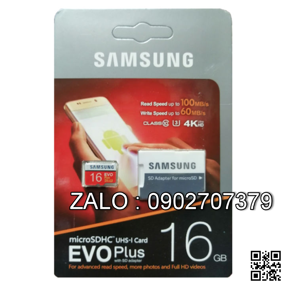 Thẻ Nhớ MicroSD 16G Samsung Evo Plus Class 10 Box 48Mbps