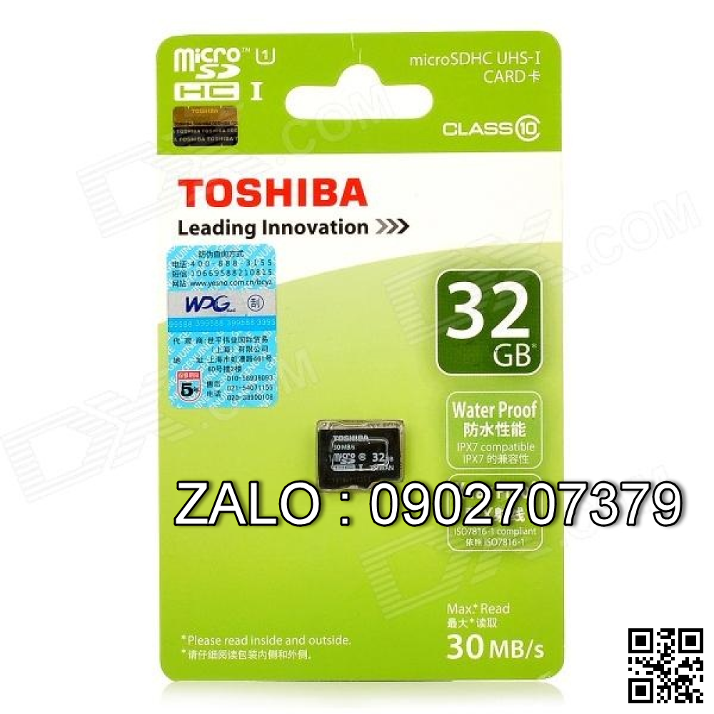 Thẻ Nhớ MicroSD 32G Class 10 Toshiba, Box Xanh 100mb/S