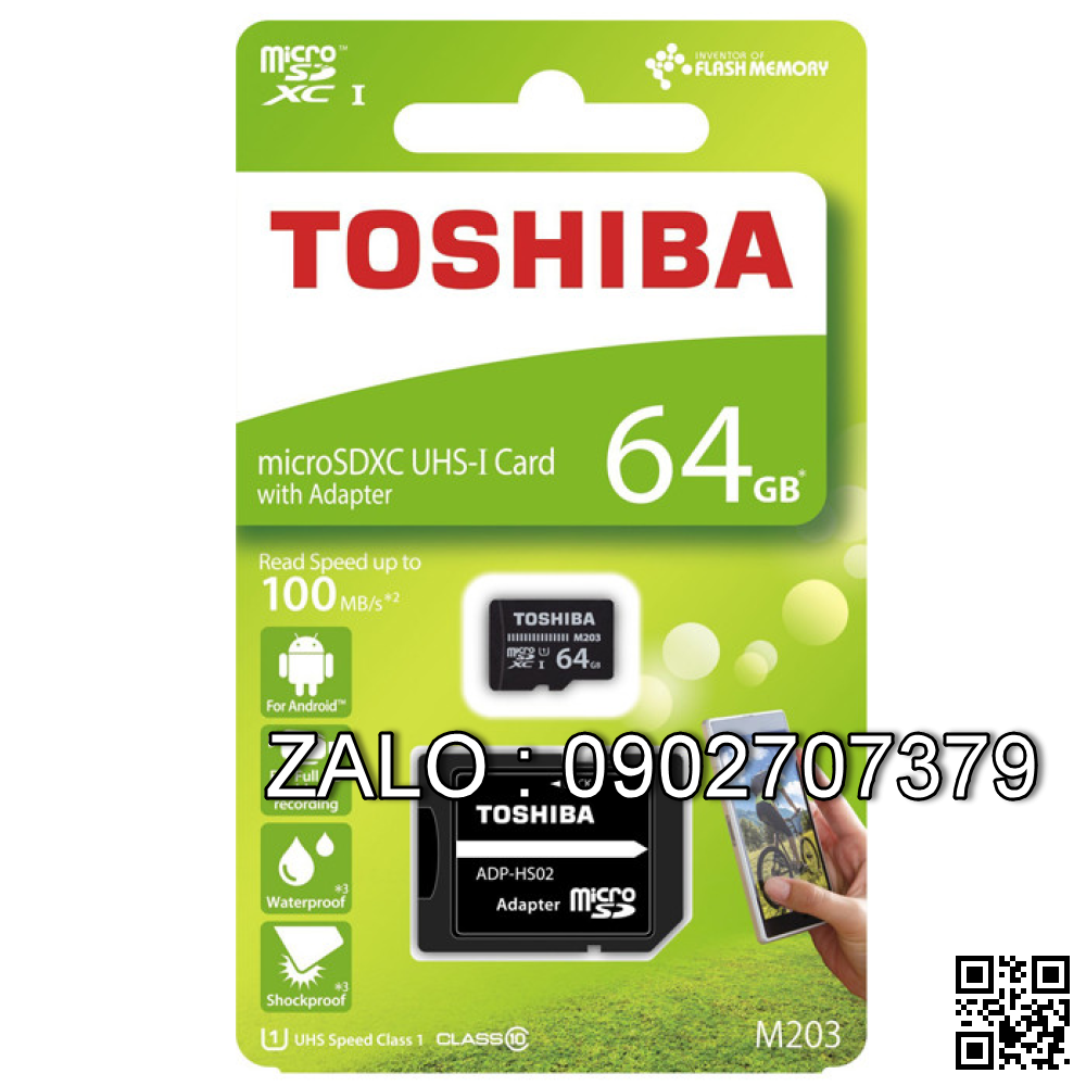Thẻ Nhớ MicroSD 64G Class 10 Toshiba, Box Xanh 100mb/S