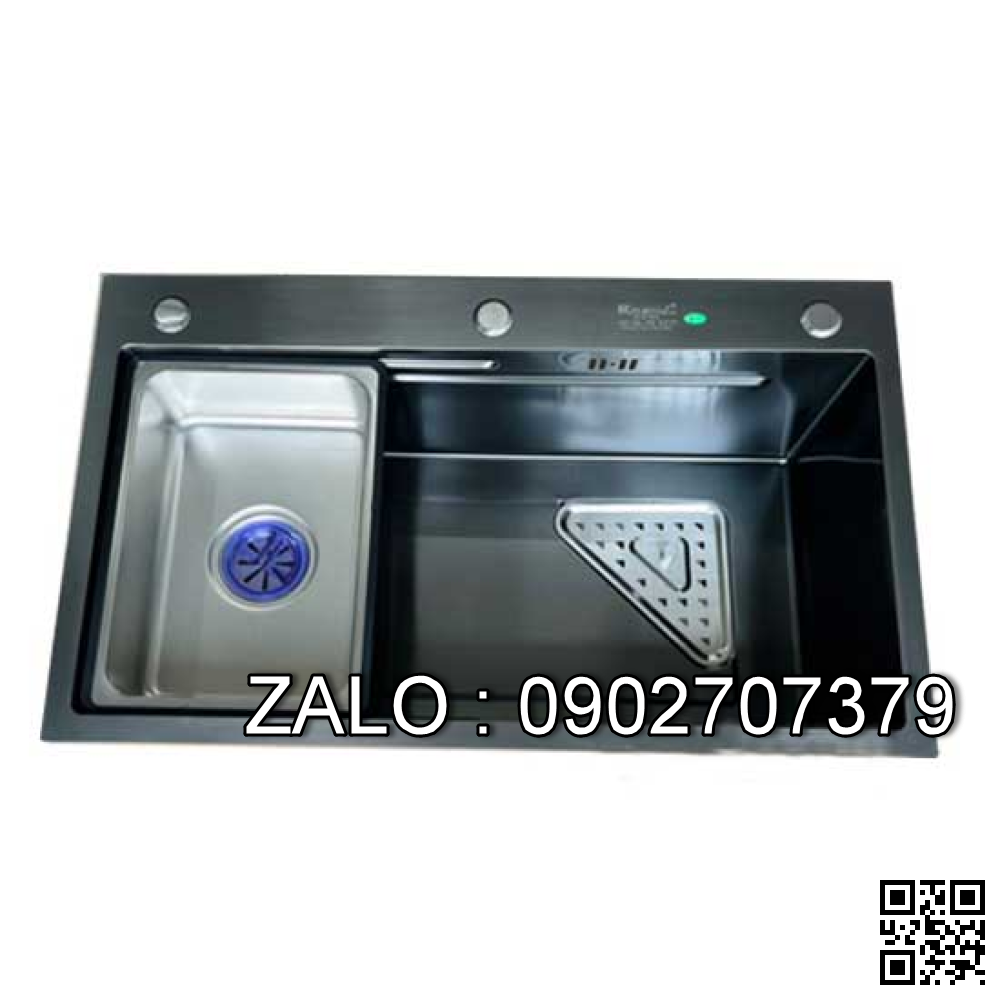 Chậu rửa bát Kagol KND7545 1 hố nano đen (750x450x230 mm)