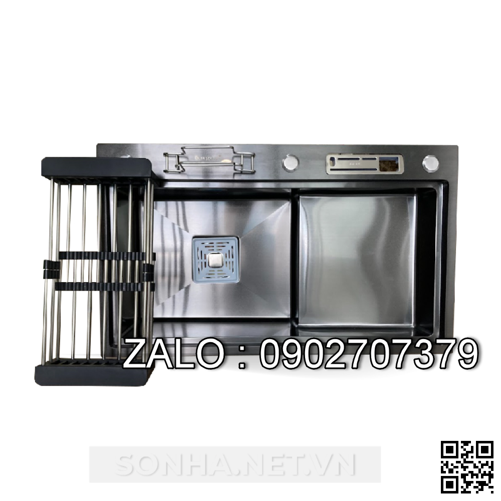 Chậu rửa bát KAGOL KND7846B - CD một hố có bàn, cài dao thớt (780 x460x240mm)