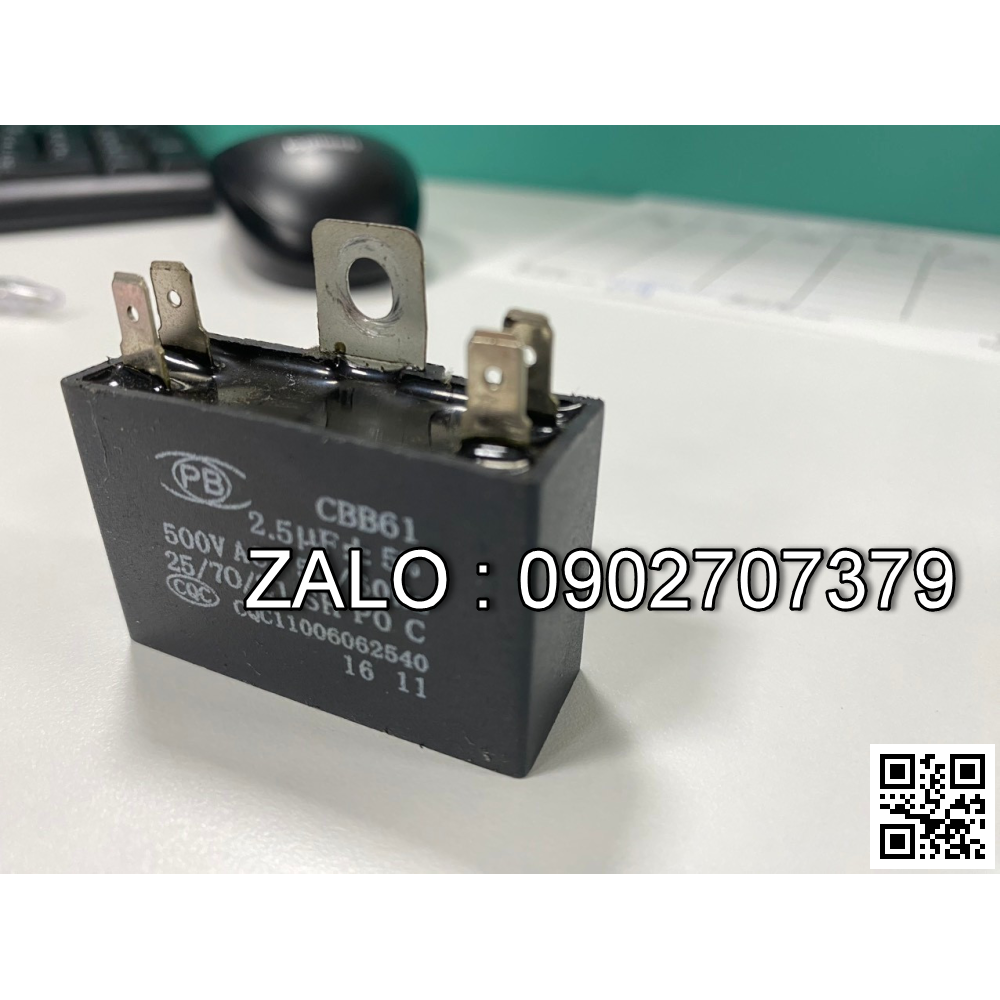 Tu dien CBB61, 2.5µF ± 5%, 440-450VAC Tu dien CBB61, 2.5µF ± 5%, 440-450VAC, 50/60HZ, NSX: Mascotop