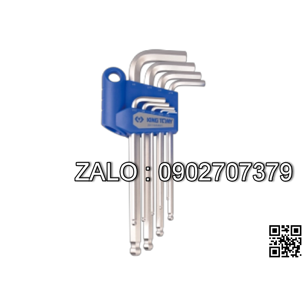 Bộ chìa vặn lục giác bi Asaki 9 cây 1.5-
10mm mạ crom mờ AK-0409