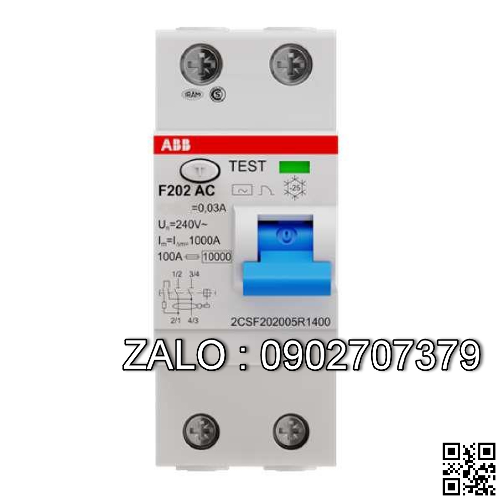 CB chống rò ABB F202 AC-80/0.1 100mA 80A 2P