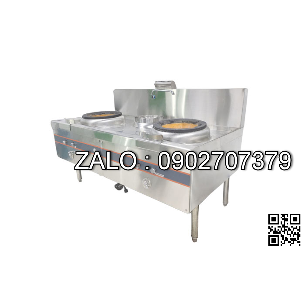 Bếp á Okasu 2 họng gang 2 bầu nước quạt thổi