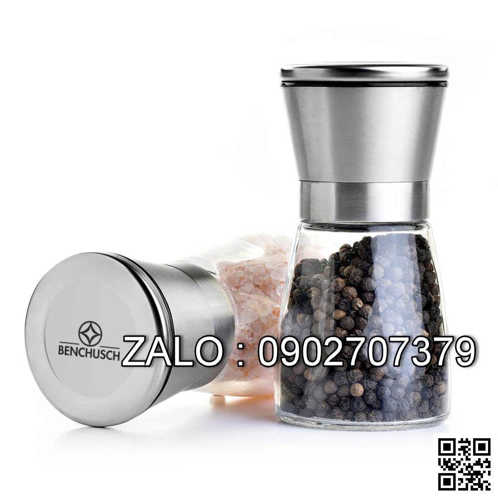 Lọ xay tiêu thủy tinh (nắp đen, trắng) (Kiện 12 cái)
