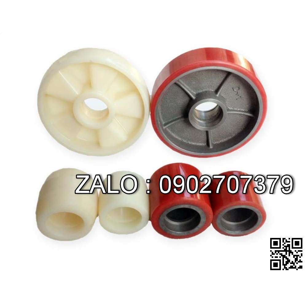 Bánh xe nâng tay PU đỏ 70x80mm