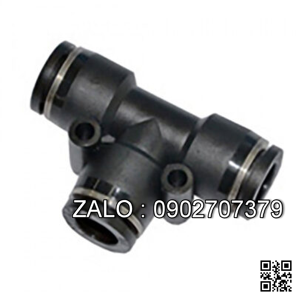 Đầu Nối Khí Ngã 3 OD12 mm Đen Airtac PE12D