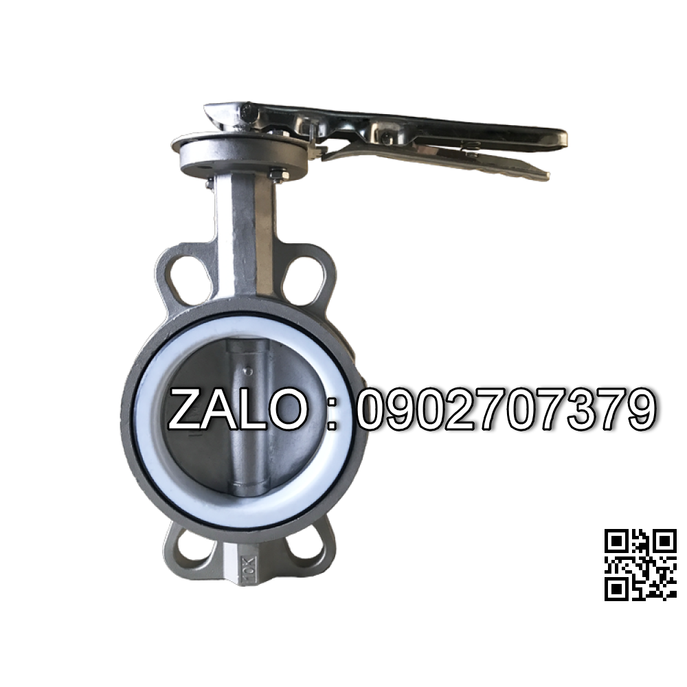 Van bướm tay gạt ron teflon Inox SUS304 DN25