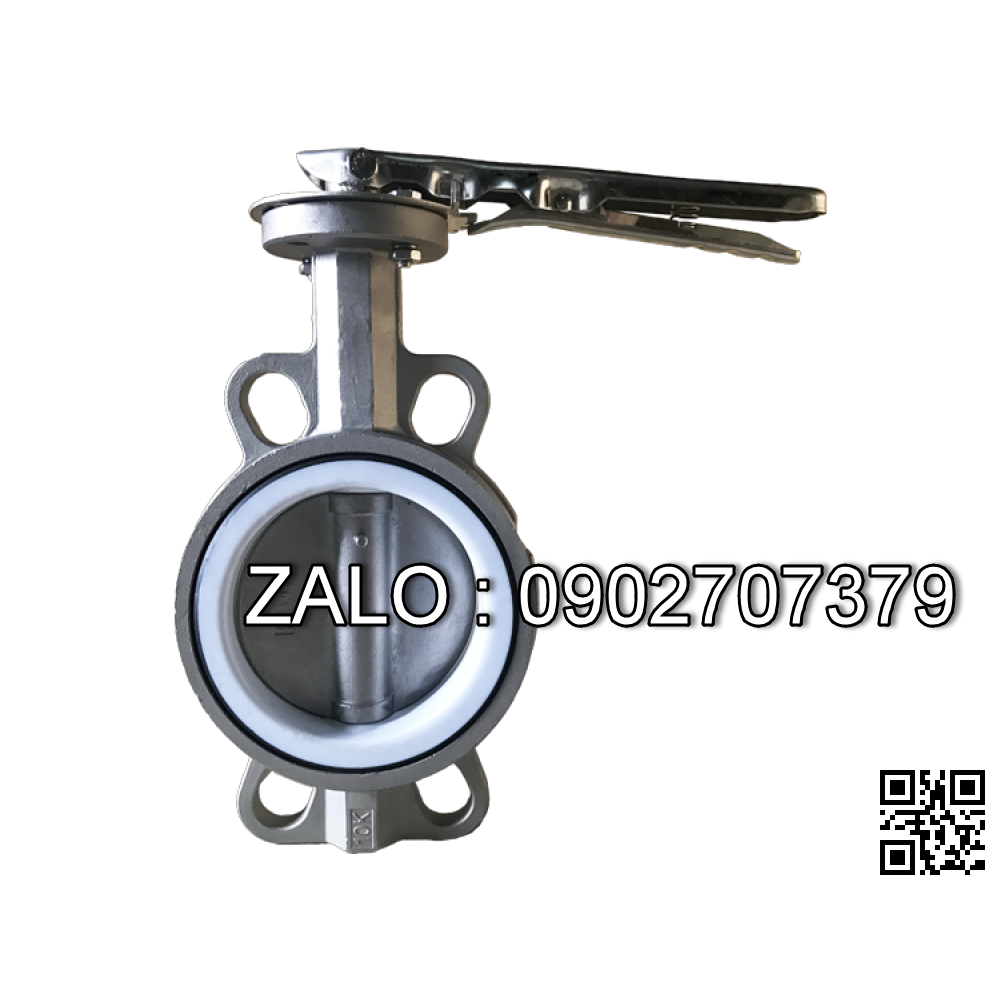 Van bướm tay gạt ron teflon Inox SUS304 DN80