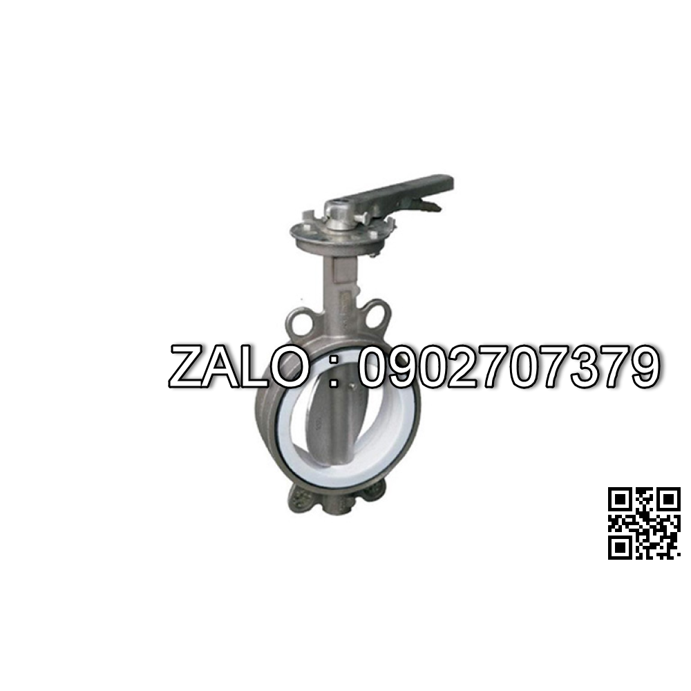 Van bướm tay gạt ron teflon mạ kẽm DN80