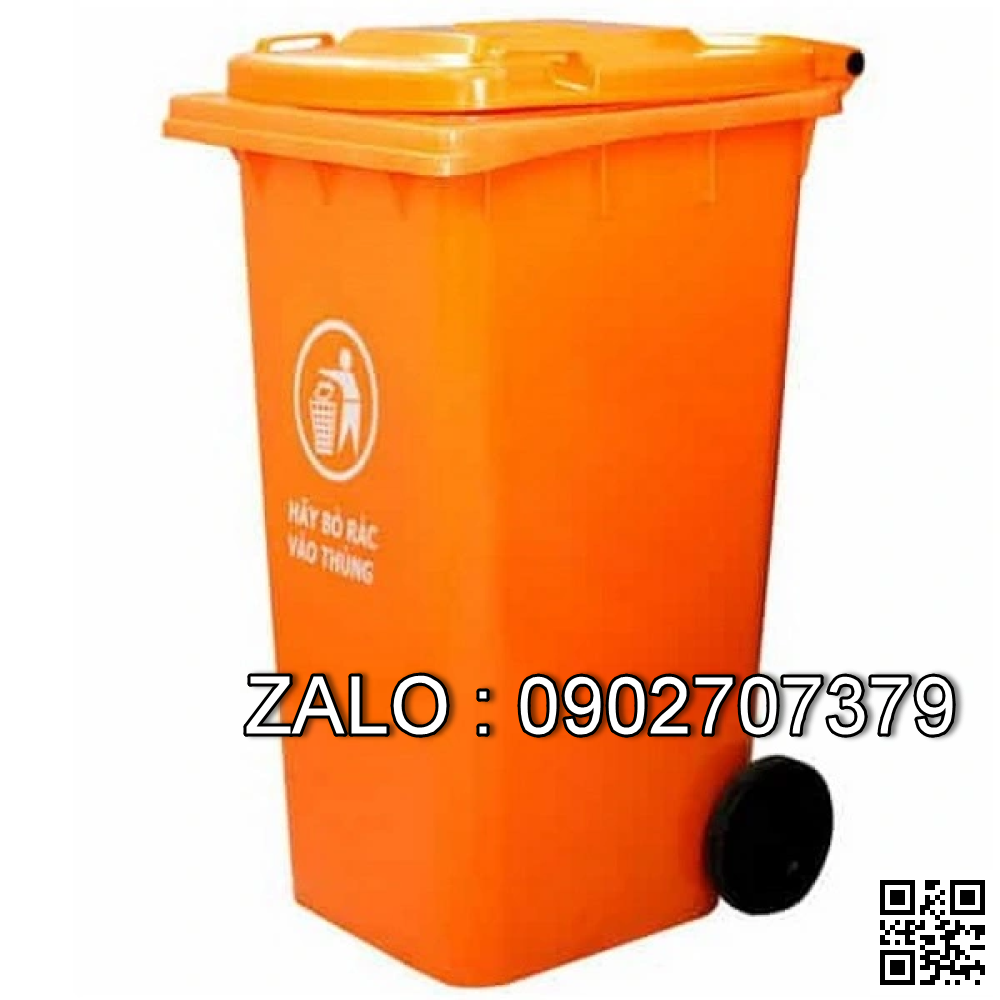 Thùng rác nhựa có bánh xe 240 lít màu Cam