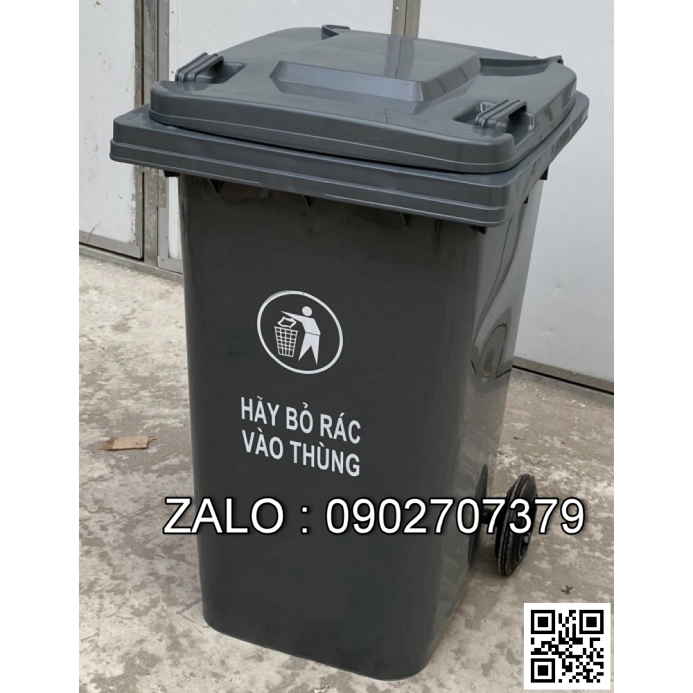 Thùng rác nhựa 120 lít có bánh xe màu Ghi